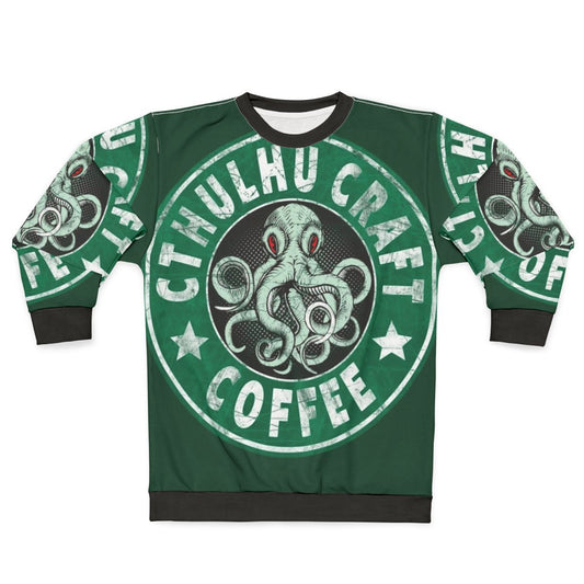 Cthulhu Craft Coffee Sweatshirt featuring a graphic design inspired by HP Lovecraft's The Call of Cthulhu
