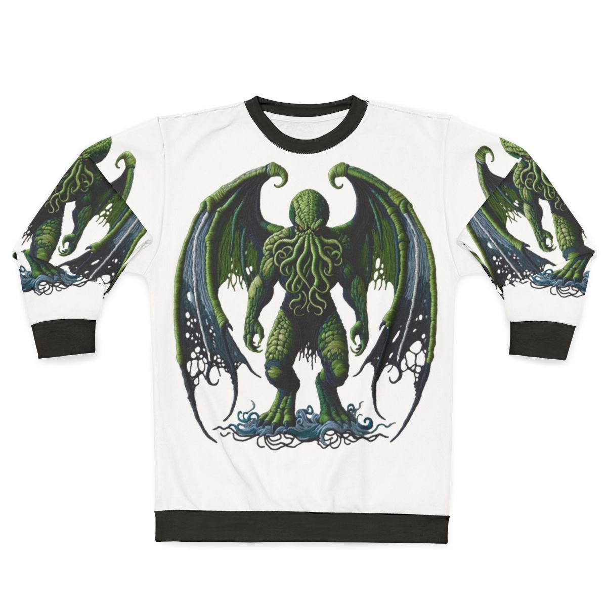 Cthulhu Sweatshirt with Embroidered Mythical Creature Design