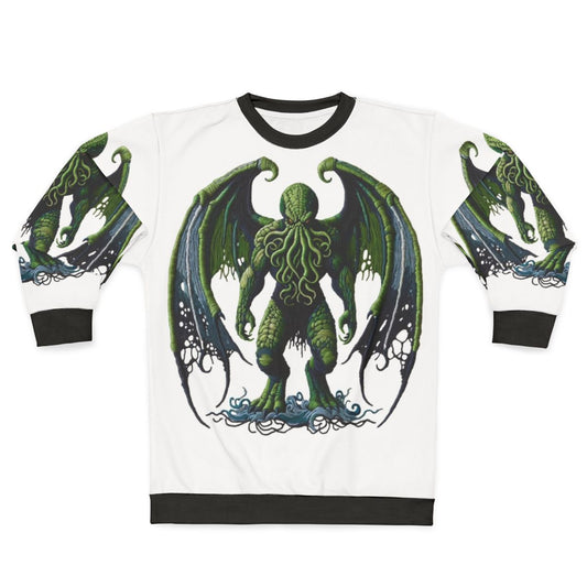 Cthulhu Sweatshirt with Embroidered Mythical Creature Design