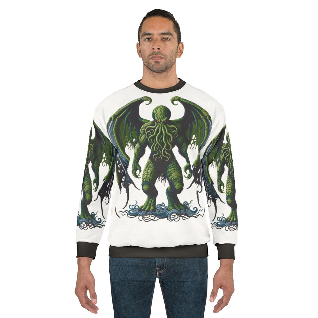 Cthulhu Sweatshirt with Embroidered Mythical Creature Design