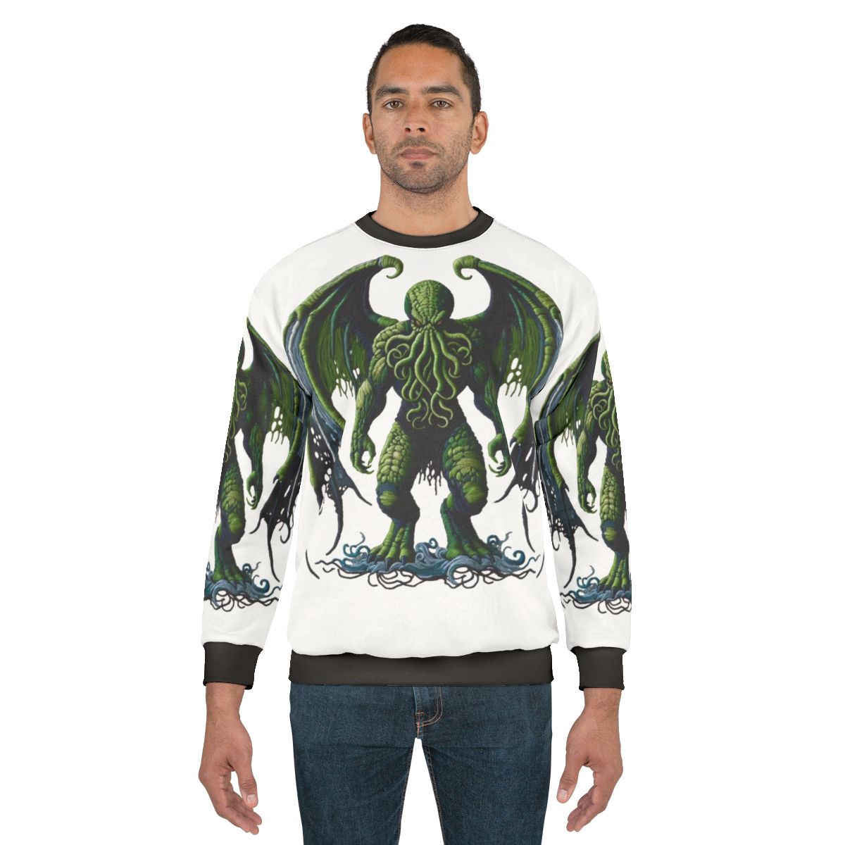 Cthulhu Sweatshirt with Embroidered Mythical Creature Design