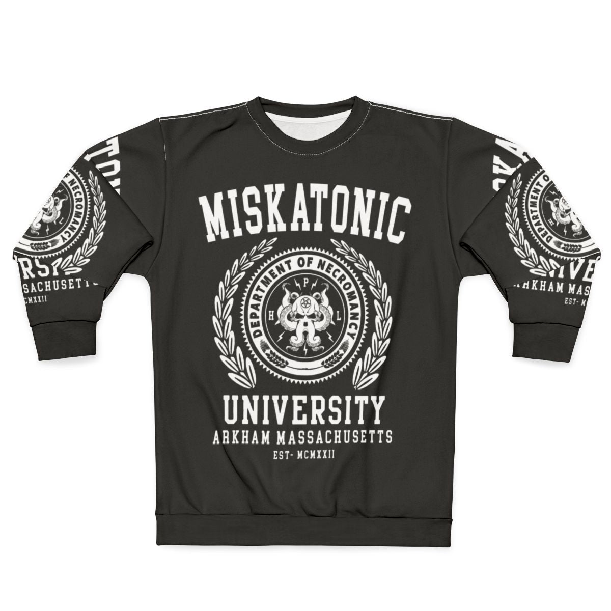 Cthulhu and Lovecraft themed Miskatonic University sweatshirt