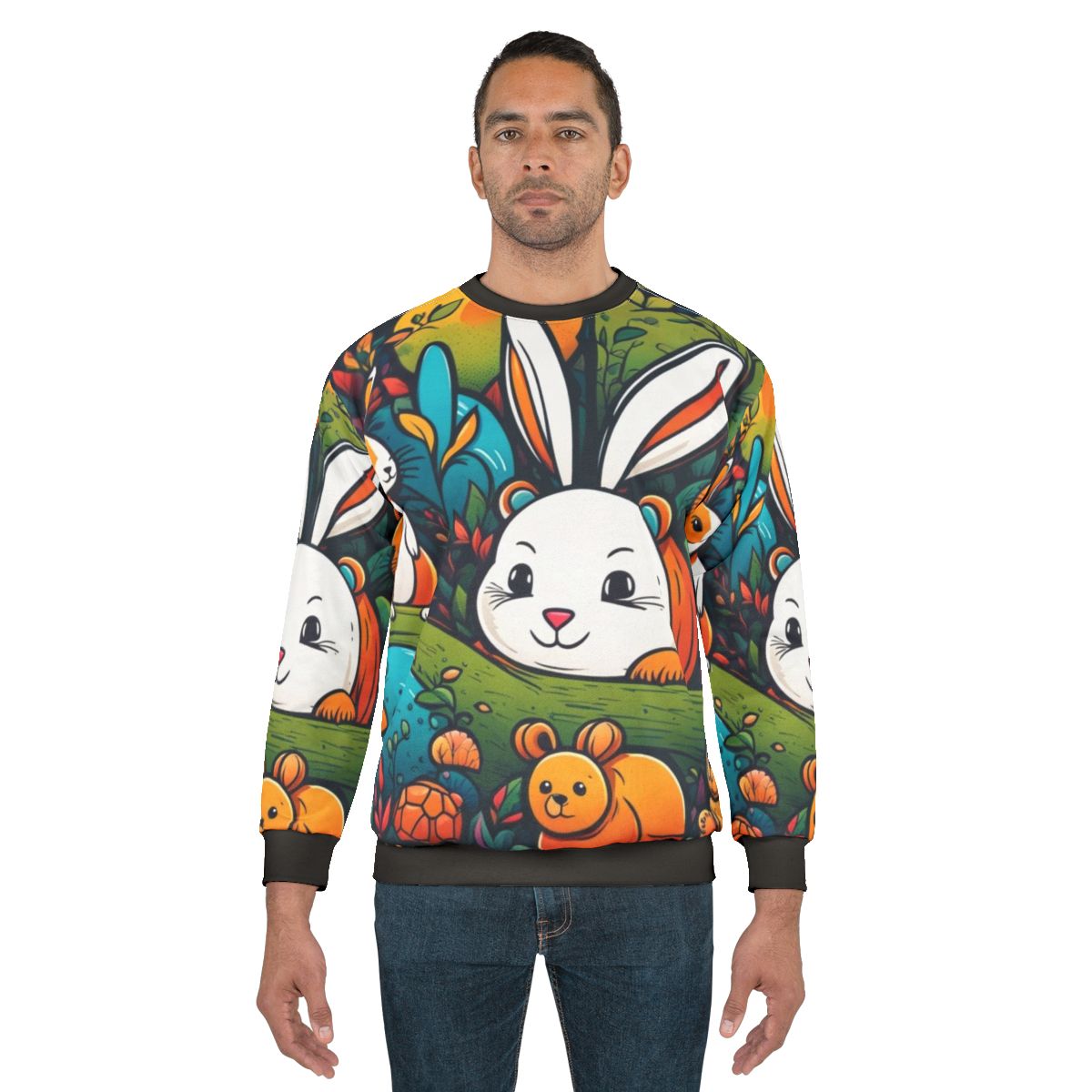 Cute animal print sweatshirt with whimsical critter graphics