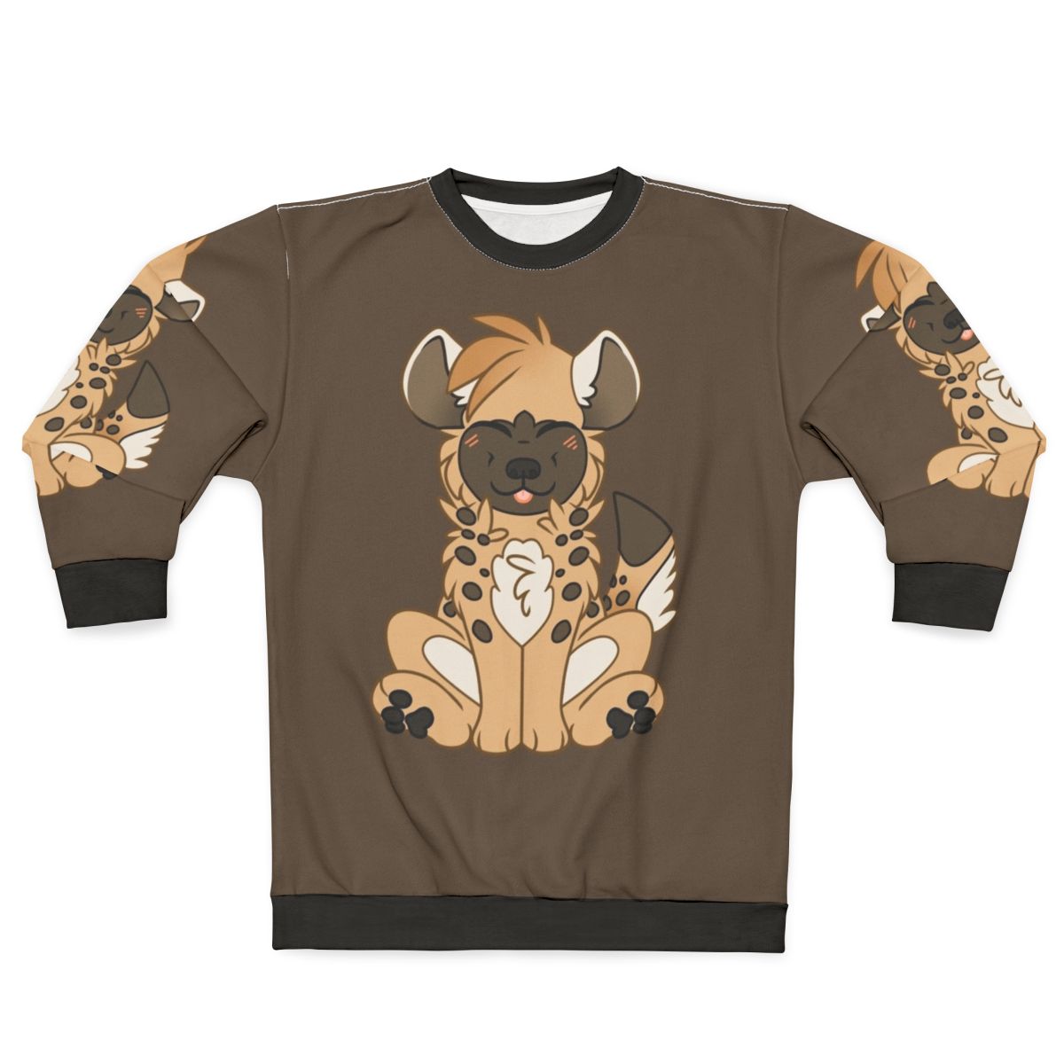 Cute chibi hyena sweatshirt with 8bit paws and spotted hyena design