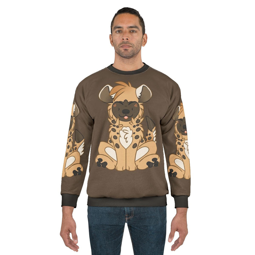 Cute chibi hyena sweatshirt with 8bit paws and spotted hyena design