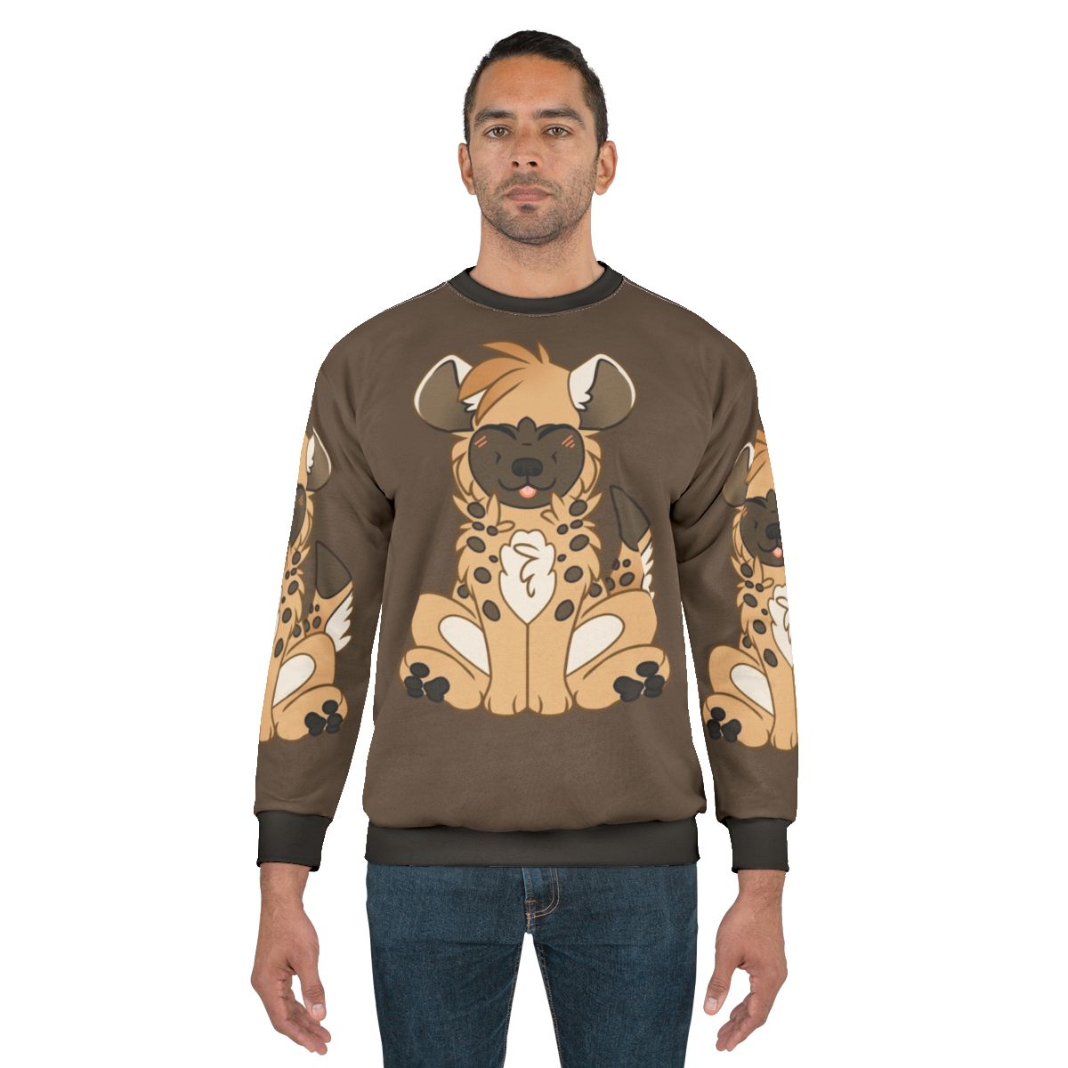 Cute chibi hyena sweatshirt with 8bit paws and spotted hyena design
