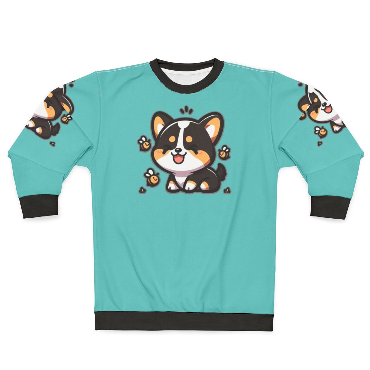 Tricolor Corgi with Bee Print Sweatshirt