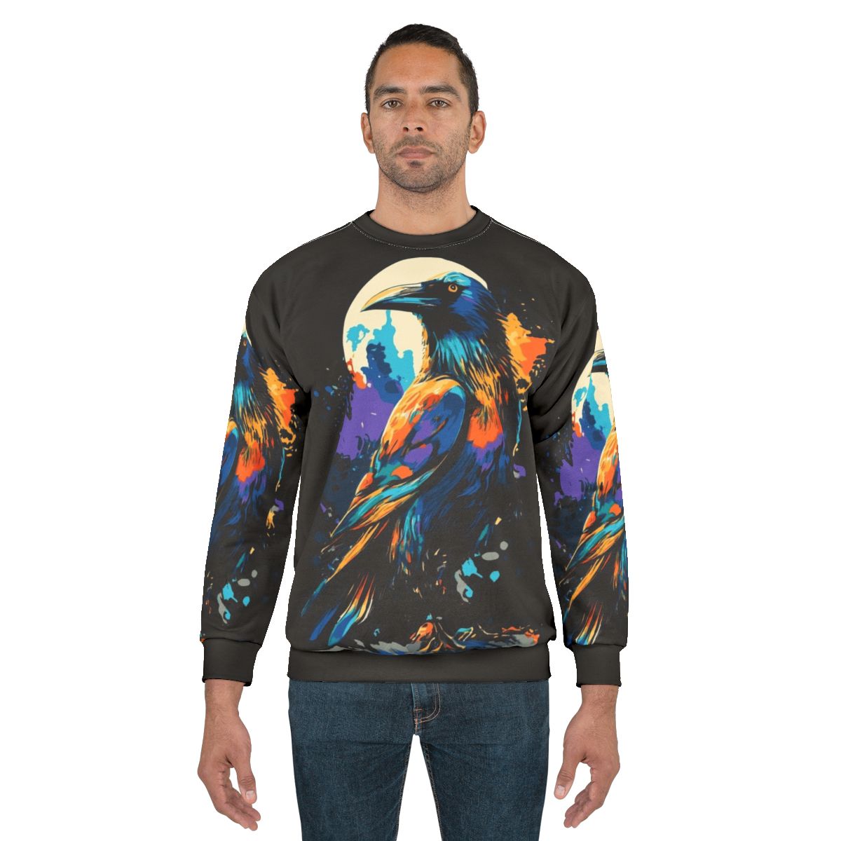 Cute Crow Ravens Crows Colorful Sweatshirt