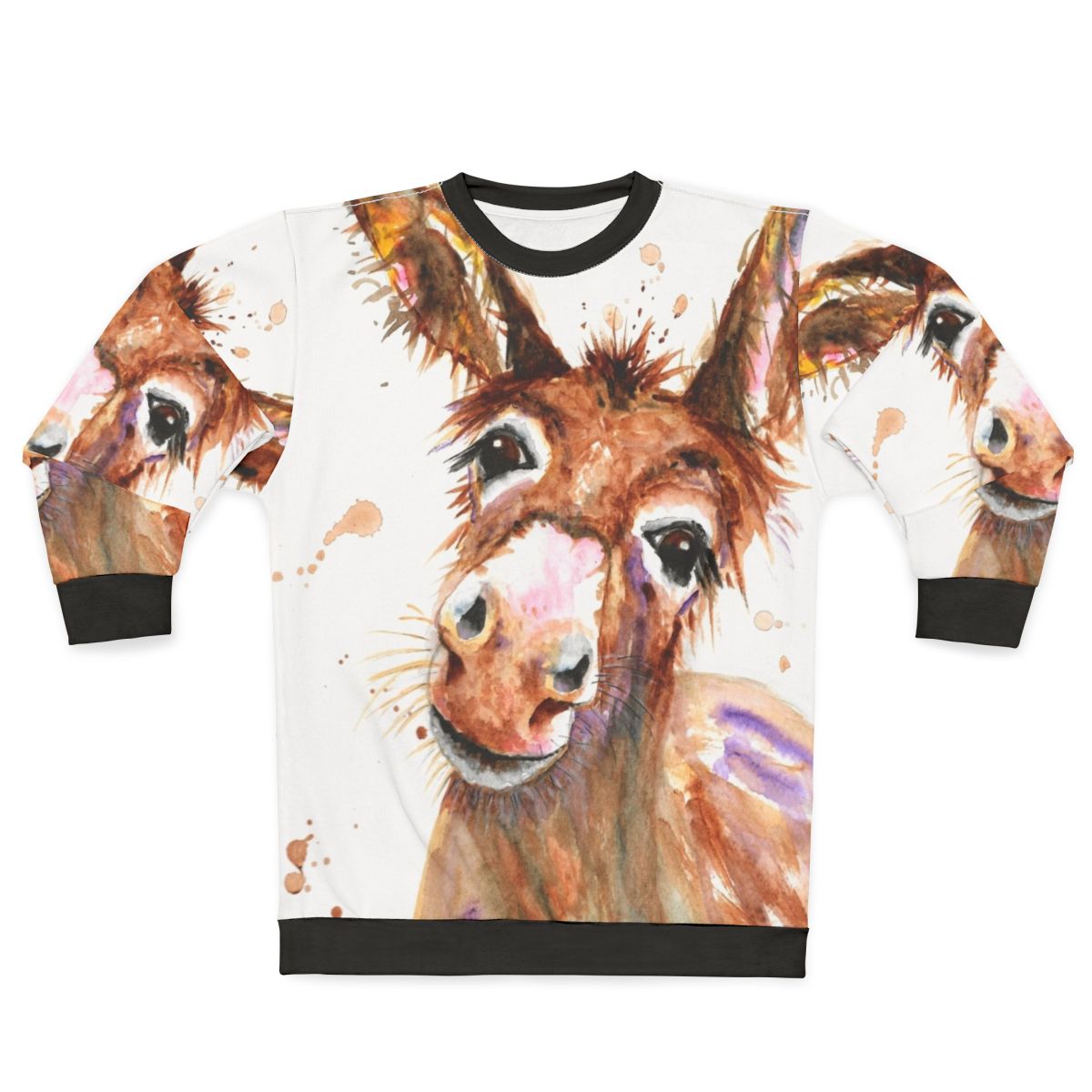 Cute donkey face printed on a cozy sweatshirt
