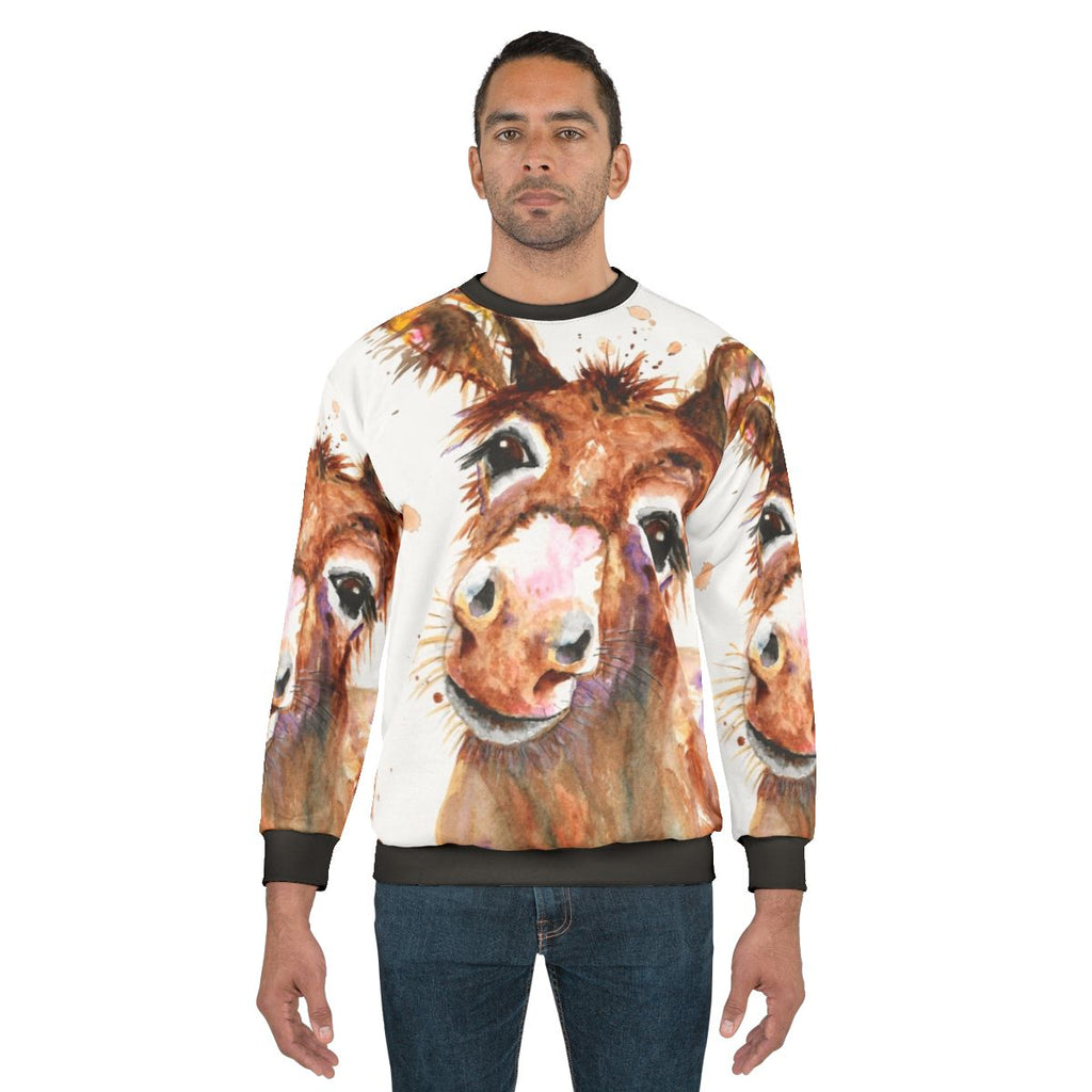 Cute donkey face printed on a cozy sweatshirt
