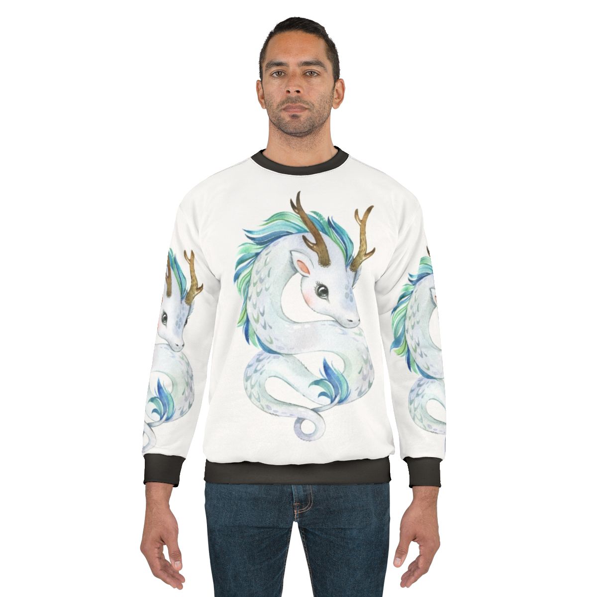 Mythical dragon sweatshirt featuring a cute and whimsical fantasy creature design