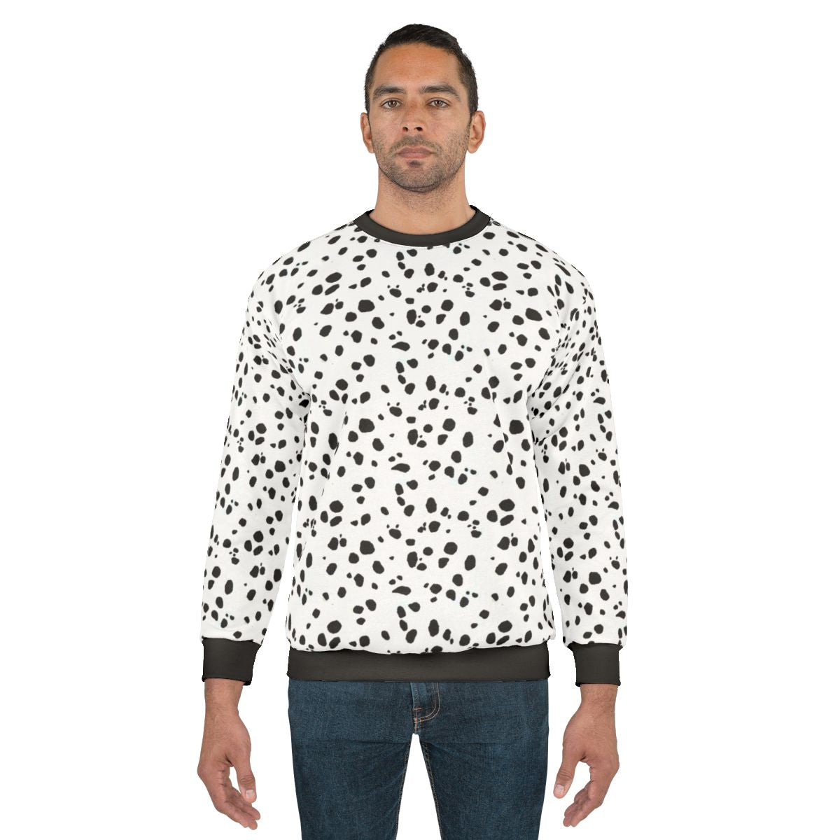 Dalmatian print sweatshirt with cute black and white spot pattern