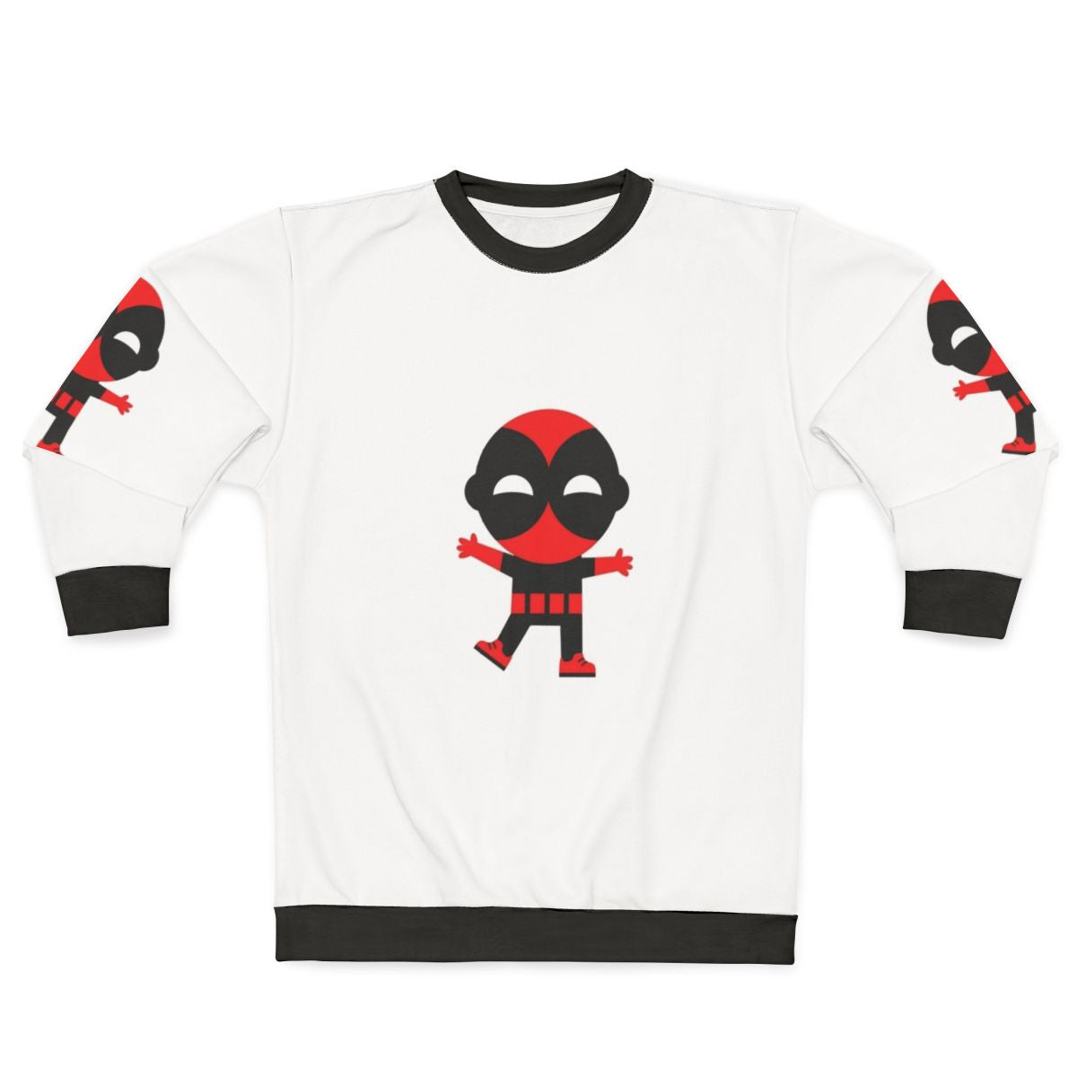 Cute baby wearing a superhero-themed sweatshirt