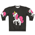 Cute pink unicorn graphic on a comfortable women's sweatshirt