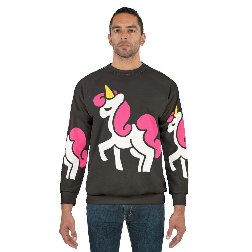 Cute pink unicorn graphic on a comfortable women's sweatshirt