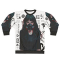 Cyberpunk Gamer Girl Sweatshirt with Futuristic Glitch Patterns