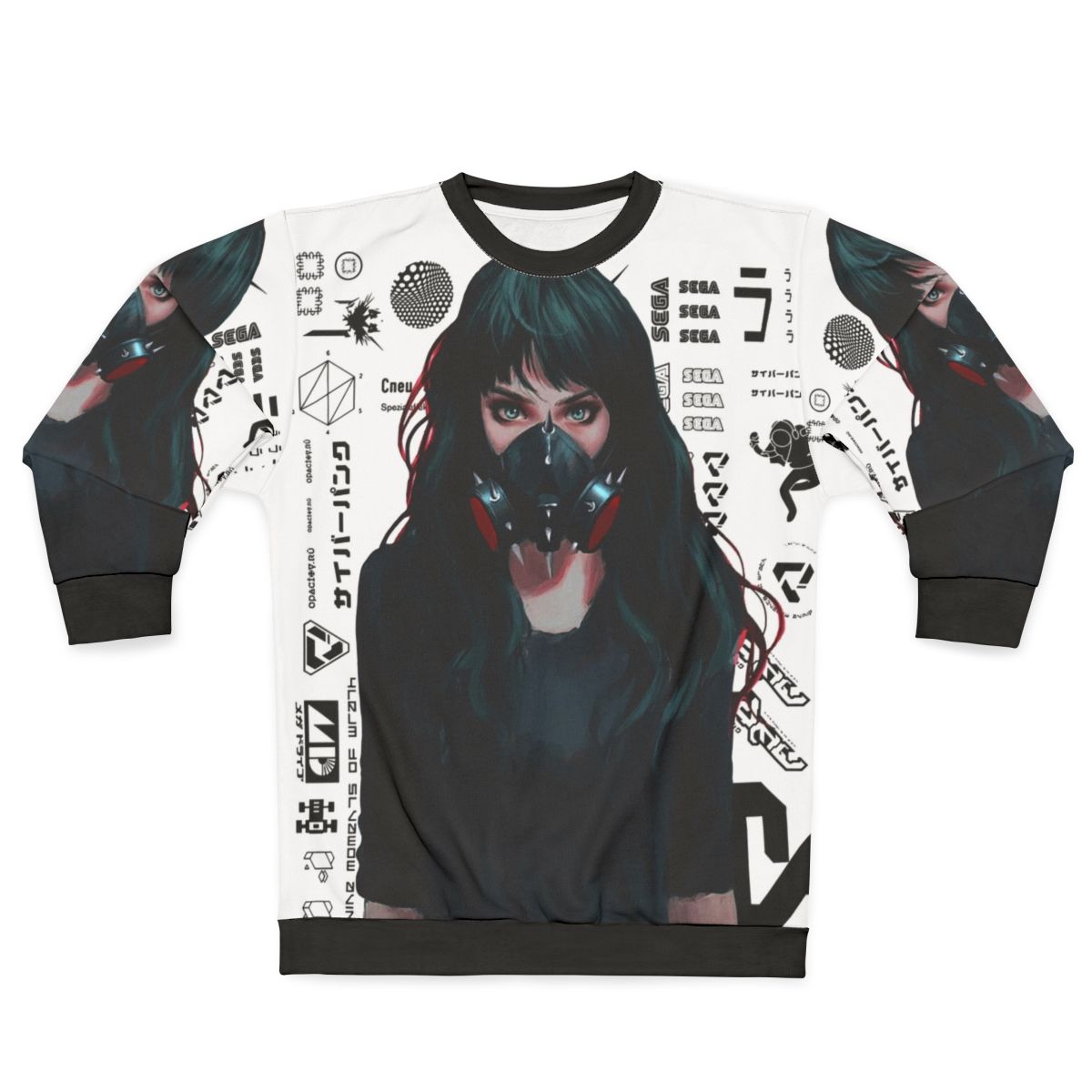 Cyberpunk Gamer Girl Sweatshirt with Futuristic Glitch Patterns