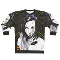 Cyberpunk girl wearing futuristic style sweatshirt