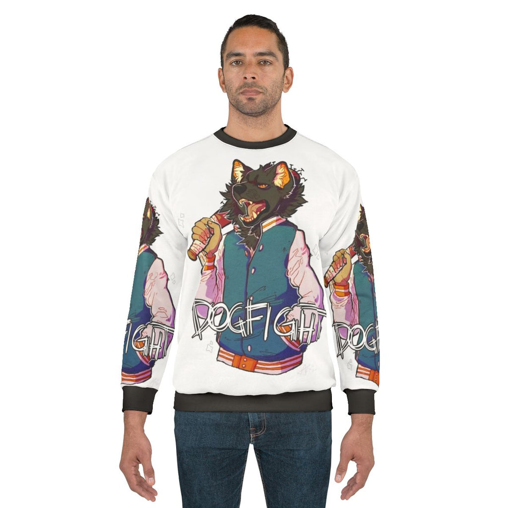 Furry anthro dog design on a cozy sweatshirt