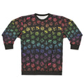 D20 dice set pattern rainbow sweatshirt for tabletop RPG gamers