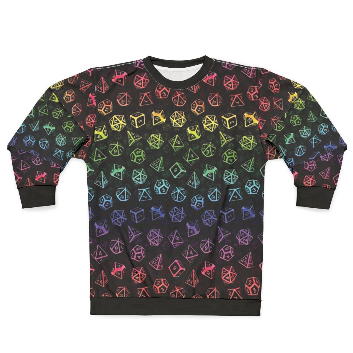 D20 dice set pattern rainbow sweatshirt for tabletop RPG gamers