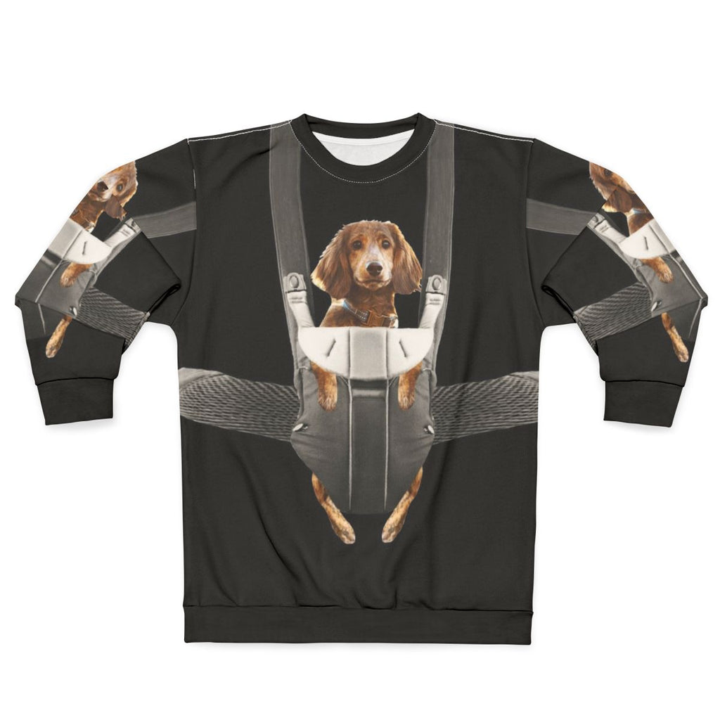 Dachshund in a Baby Carrier Sweatshirt for Dog Parents