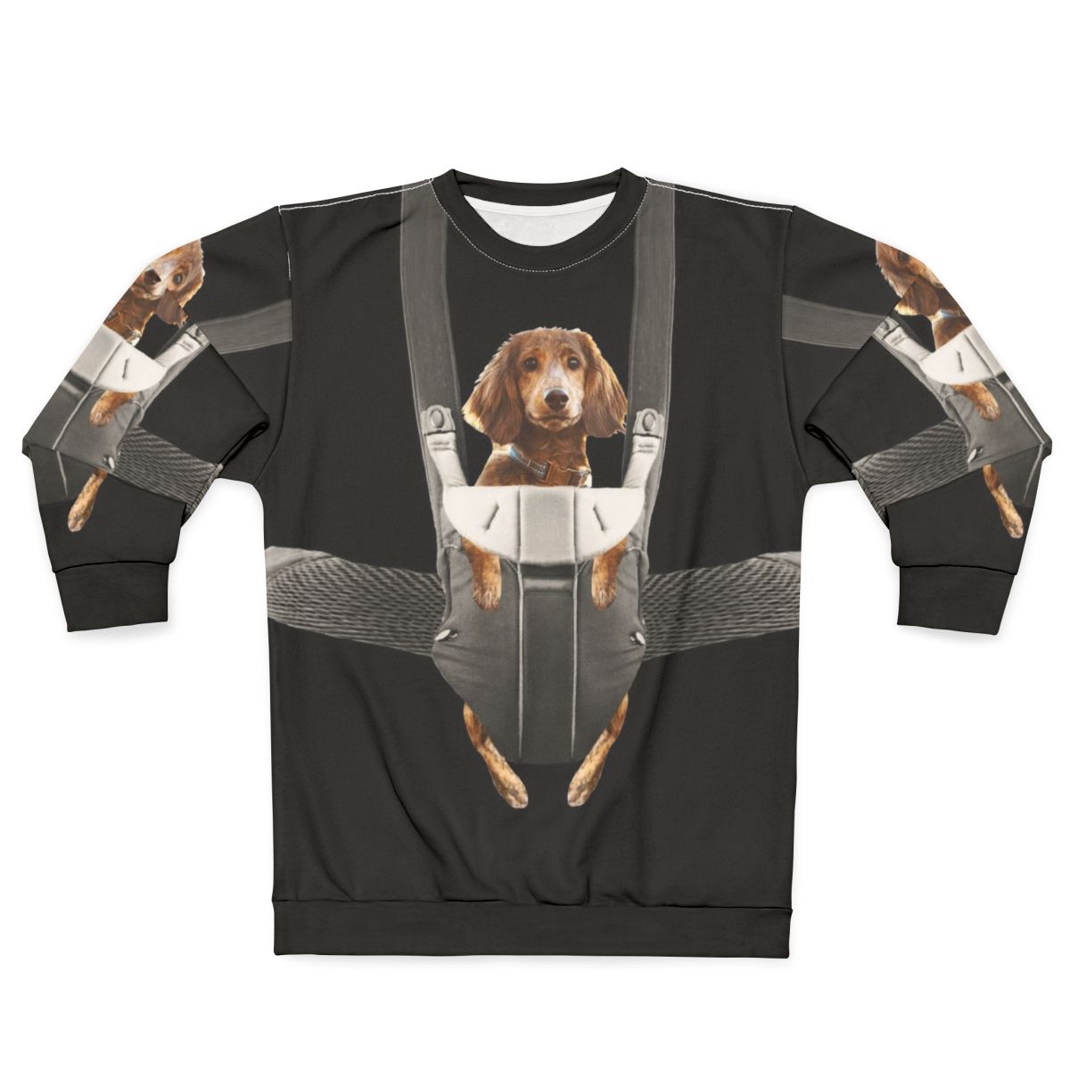 Dachshund in a Baby Carrier Sweatshirt for Dog Parents