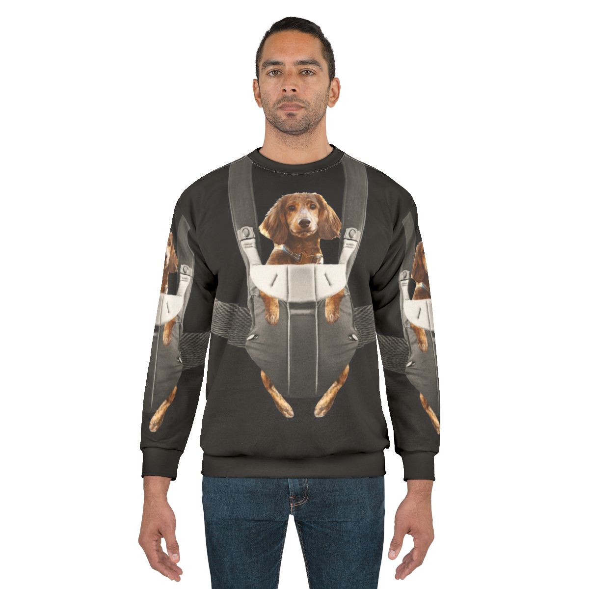 Dachshund in a Baby Carrier Sweatshirt for Dog Parents