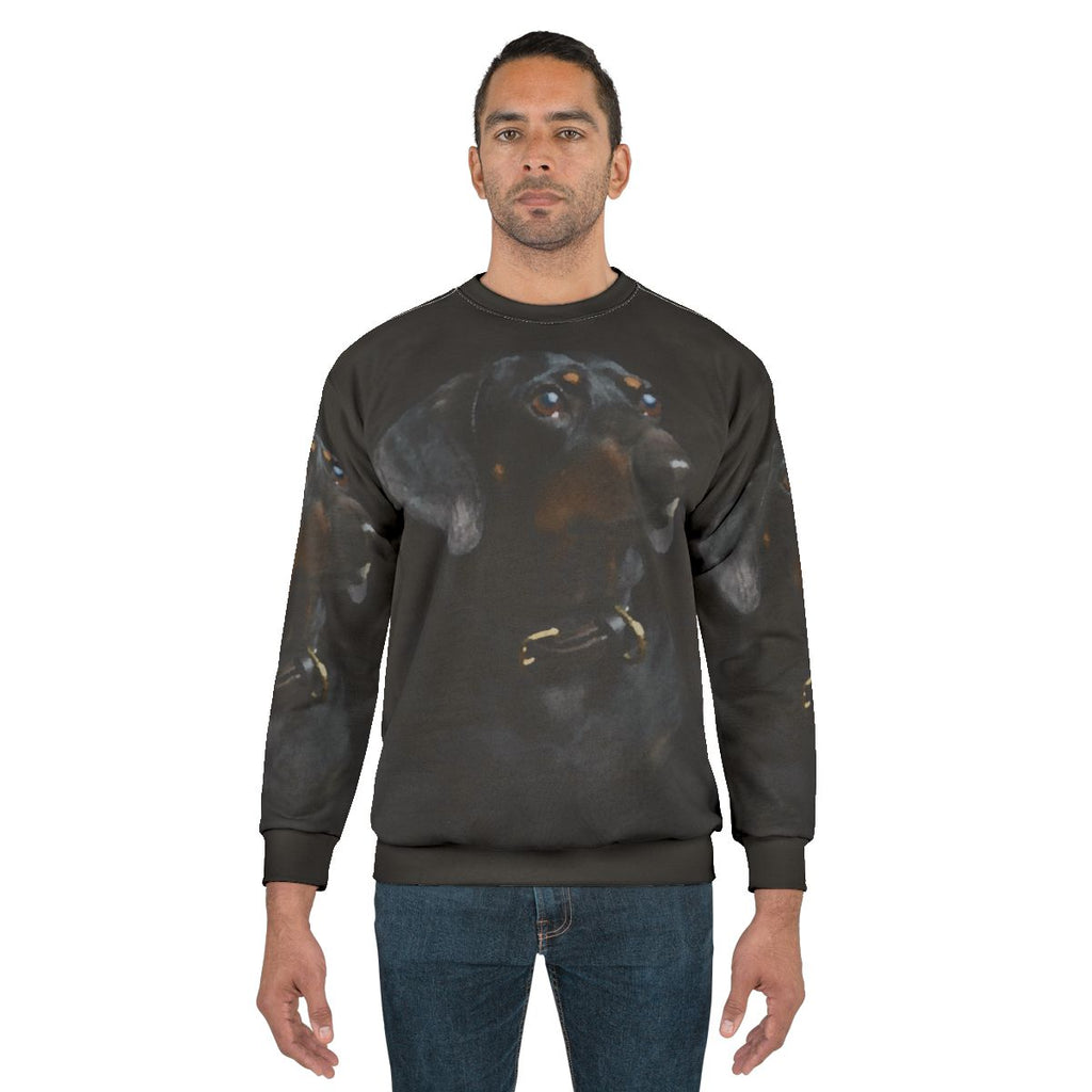 Watercolor dachshund portrait digital art on sweatshirt