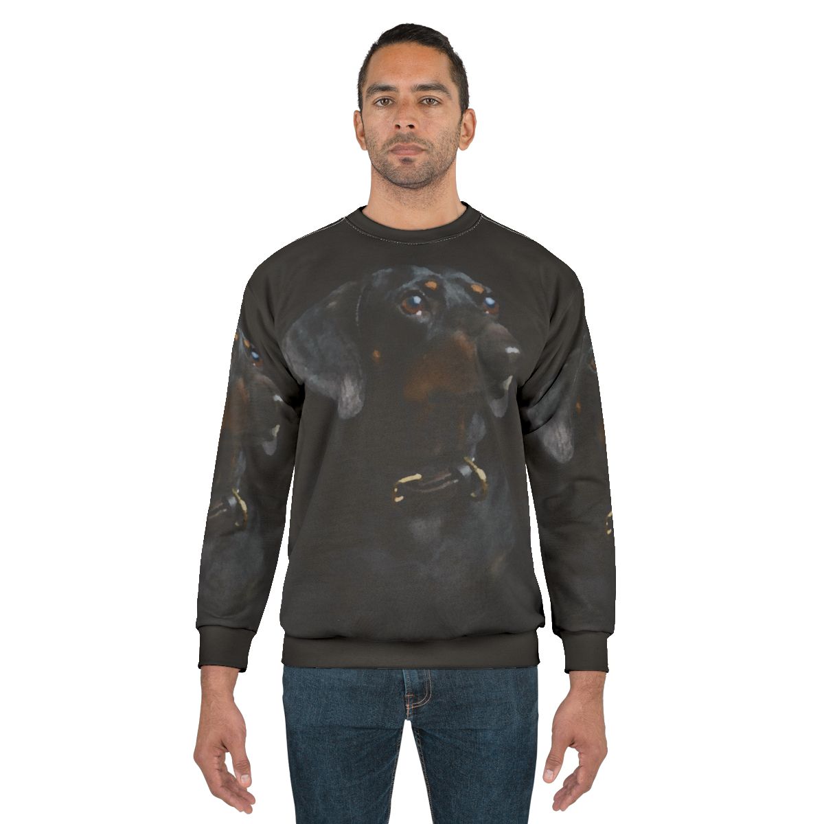 Watercolor dachshund portrait digital art on sweatshirt