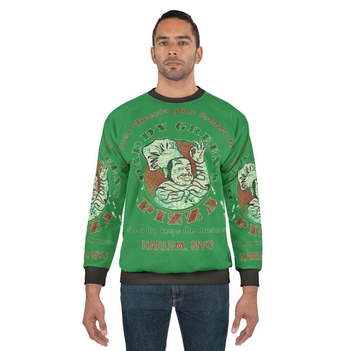 Daddy Green's Pizza Sweatshirt with The Last Dragon Inspired Graphics