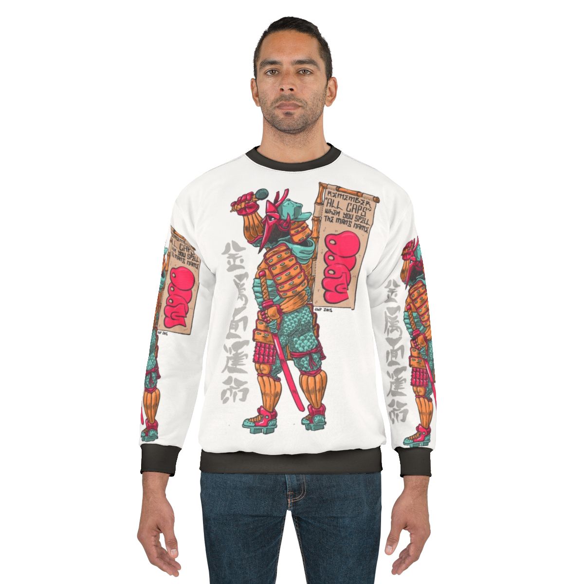 Japanese Daimyo Sweatshirt with Anime-Style Graphic