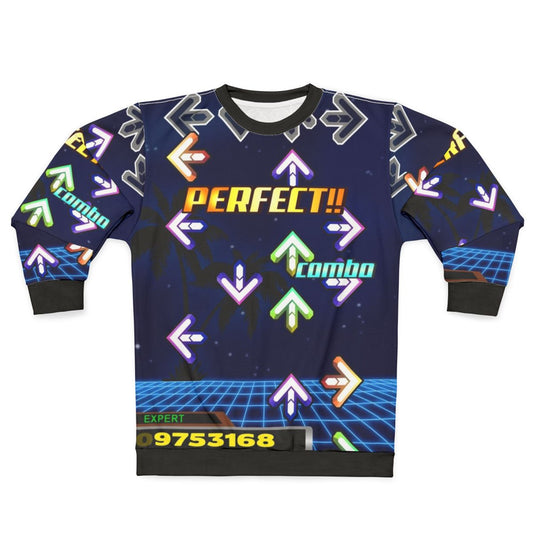 Dance Dance Revolution Sweatshirt with Neon Colors and Retro Gaming Vibes