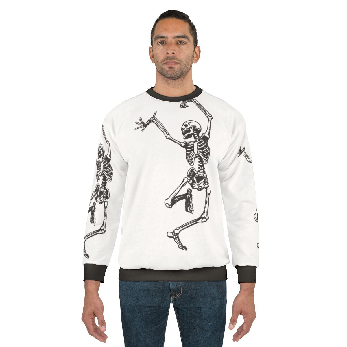Vintage-style 'Dance With Death' sweatshirt with a mystical skull design