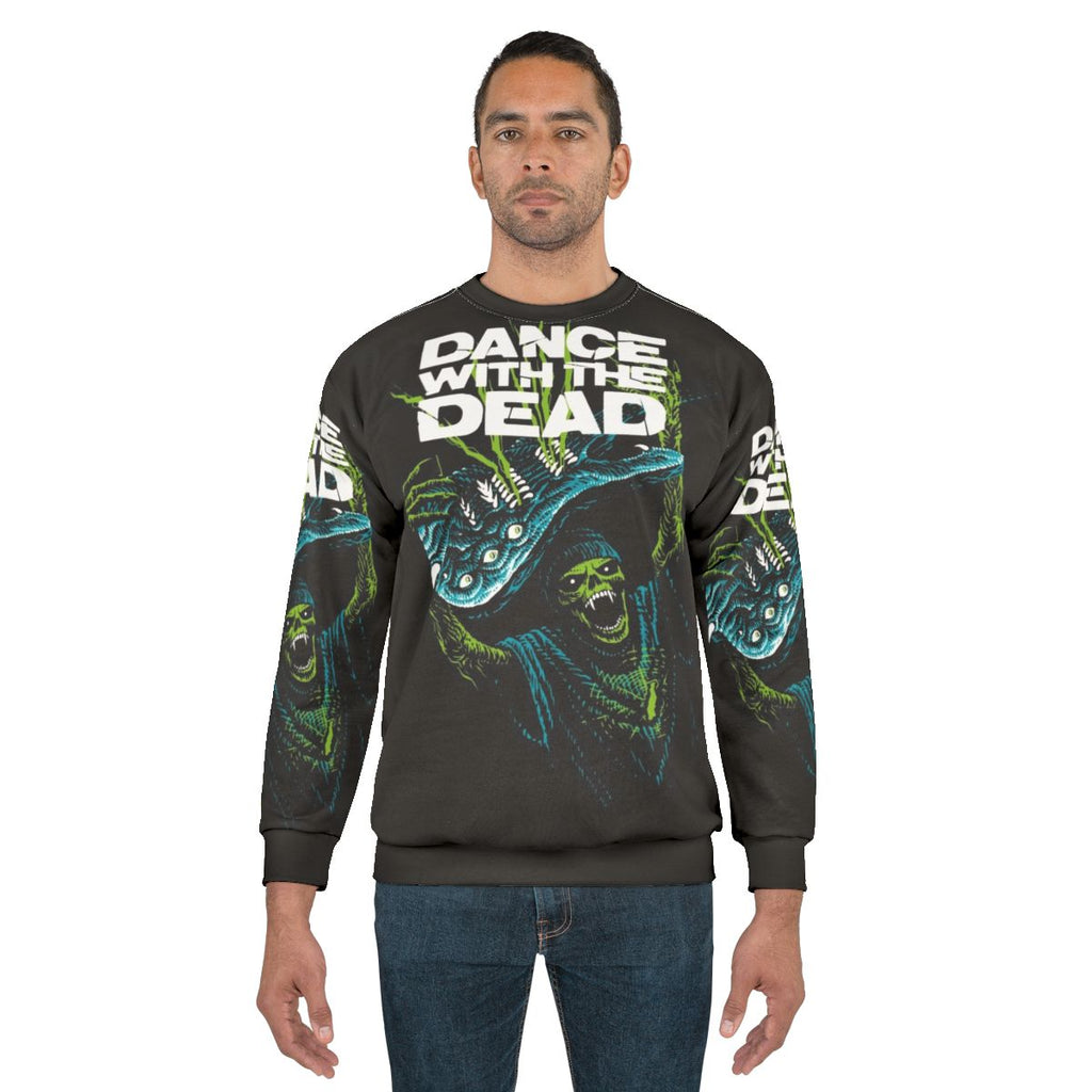 Retro horror synth wave dance with the dead sweatshirt