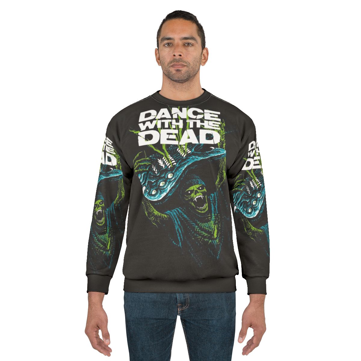 Retro horror synth wave dance with the dead sweatshirt
