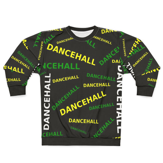 Dancehall-inspired sweatshirt with Jamaican colors and reggae music symbols