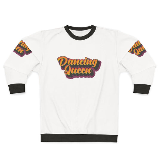 Vibrant Dancing Queen Sweatshirt featuring retro 70s inspired music and dance graphics