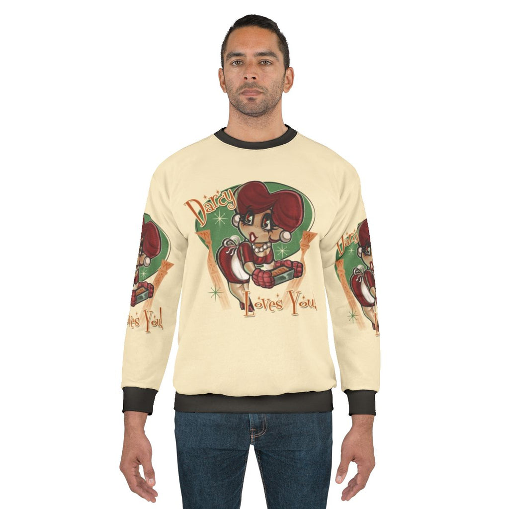 Retro 1950s heart design sweatshirt