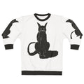 Dark cat lover wearing cozy sweatshirt