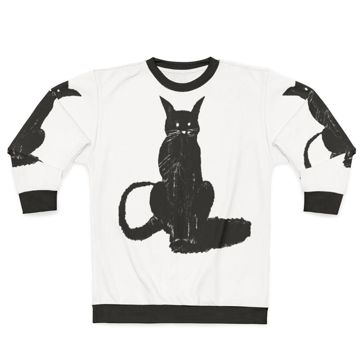 Dark cat lover wearing cozy sweatshirt