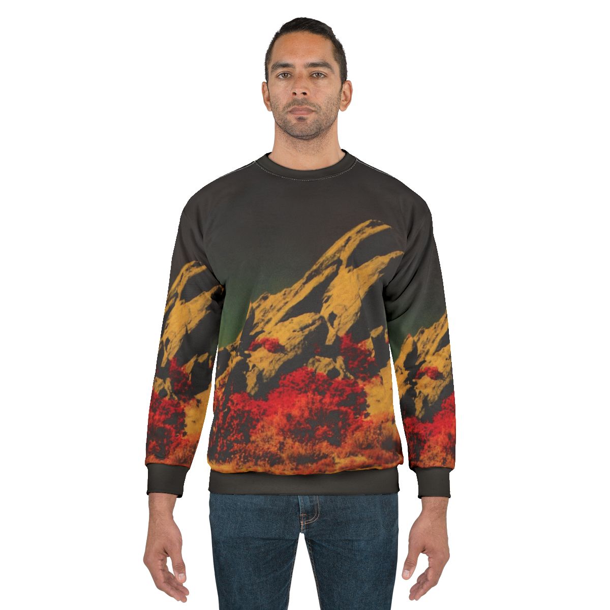 Vintage dark continent album cover sweatshirt featuring new wave punk design