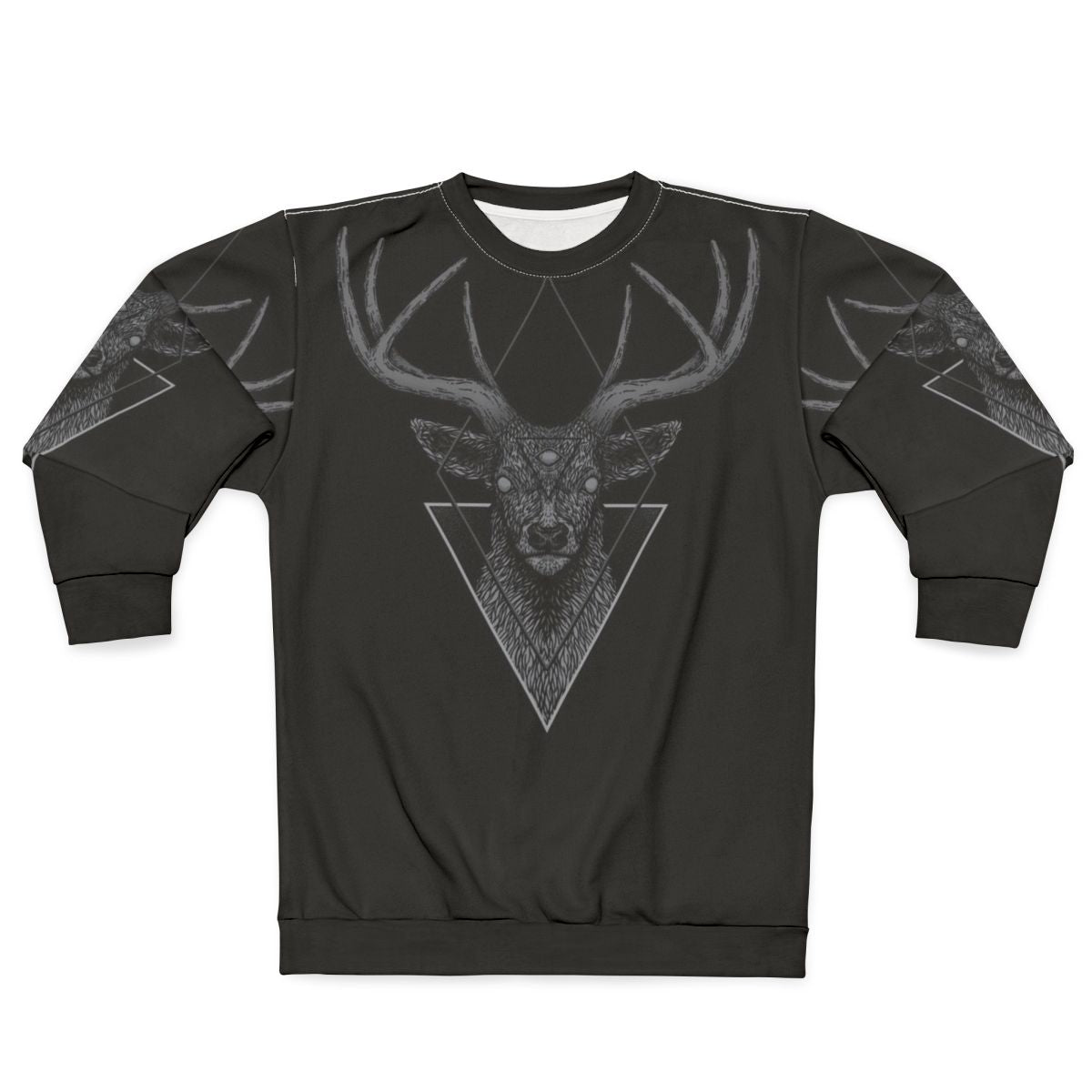 Dark deer geometric print sweatshirt