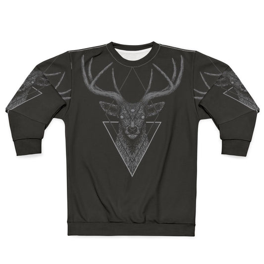 Dark deer geometric print sweatshirt