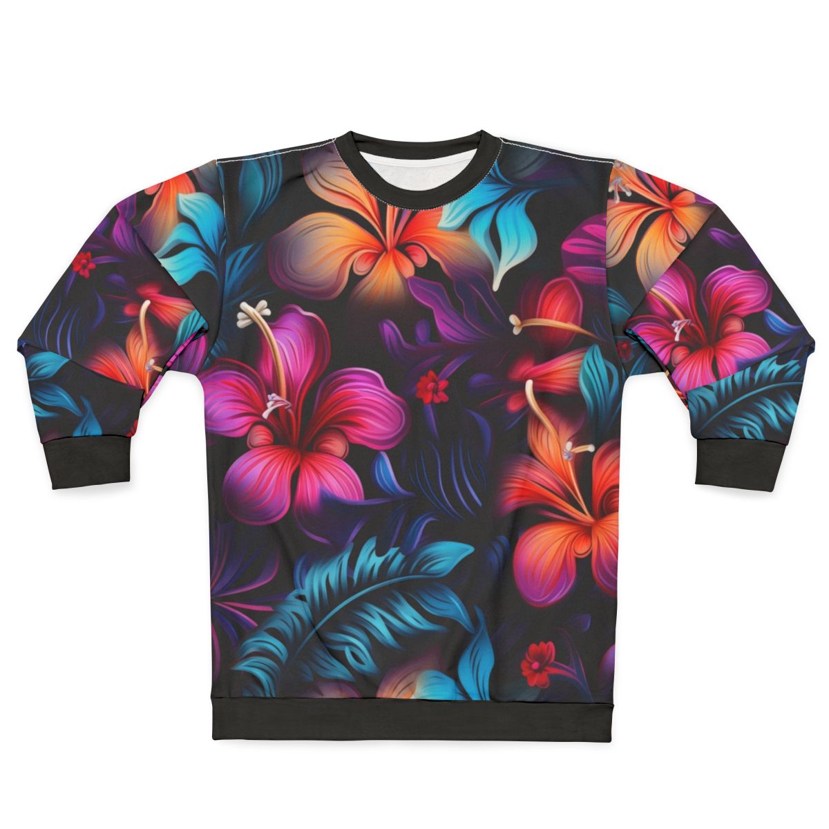 Tropical bioluminescent Hawaiian pattern sweatshirt