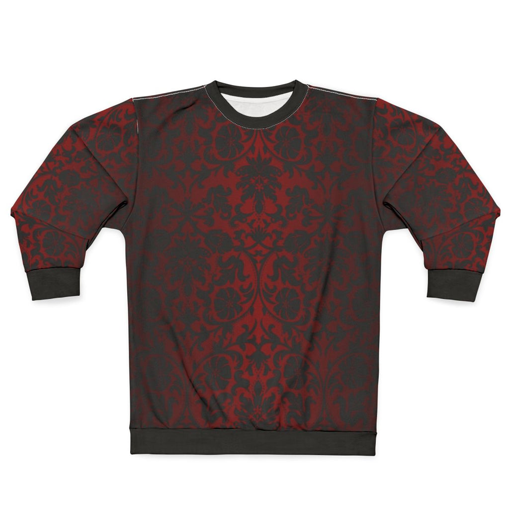 Dark red and black damask pattern sweatshirt