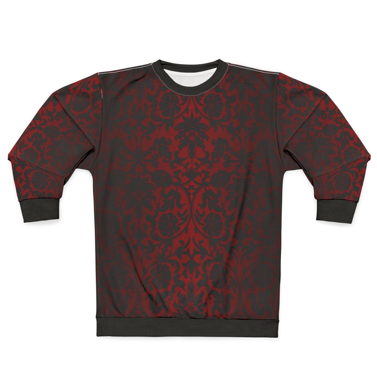 Dark red and black damask pattern sweatshirt