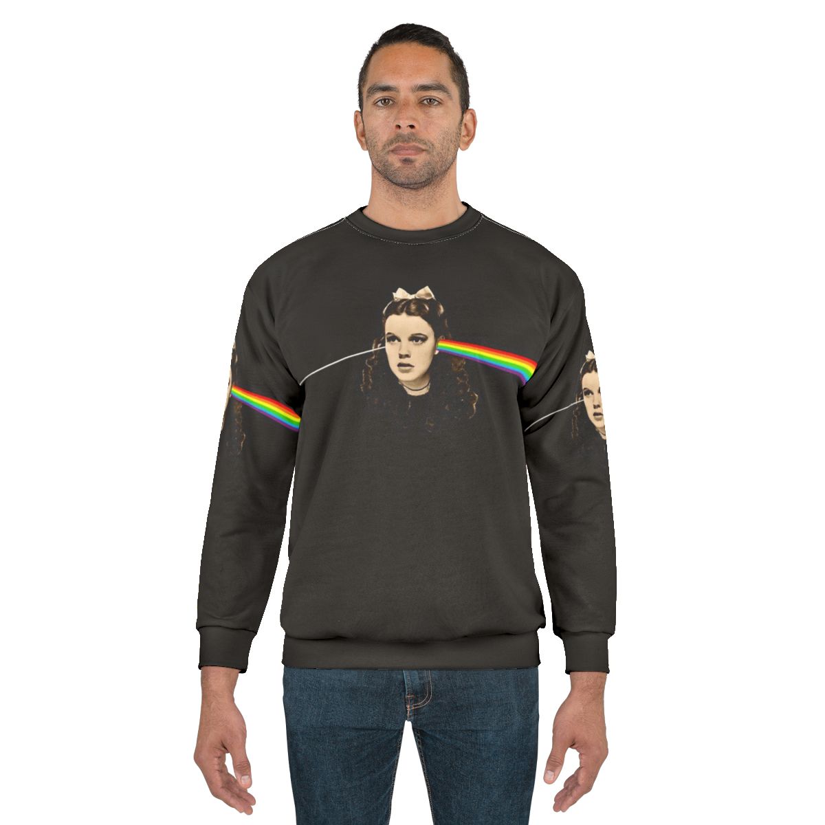 Dark Side of the Rainbow Sweatshirt featuring Wizard of Oz characters and Pink Floyd logo