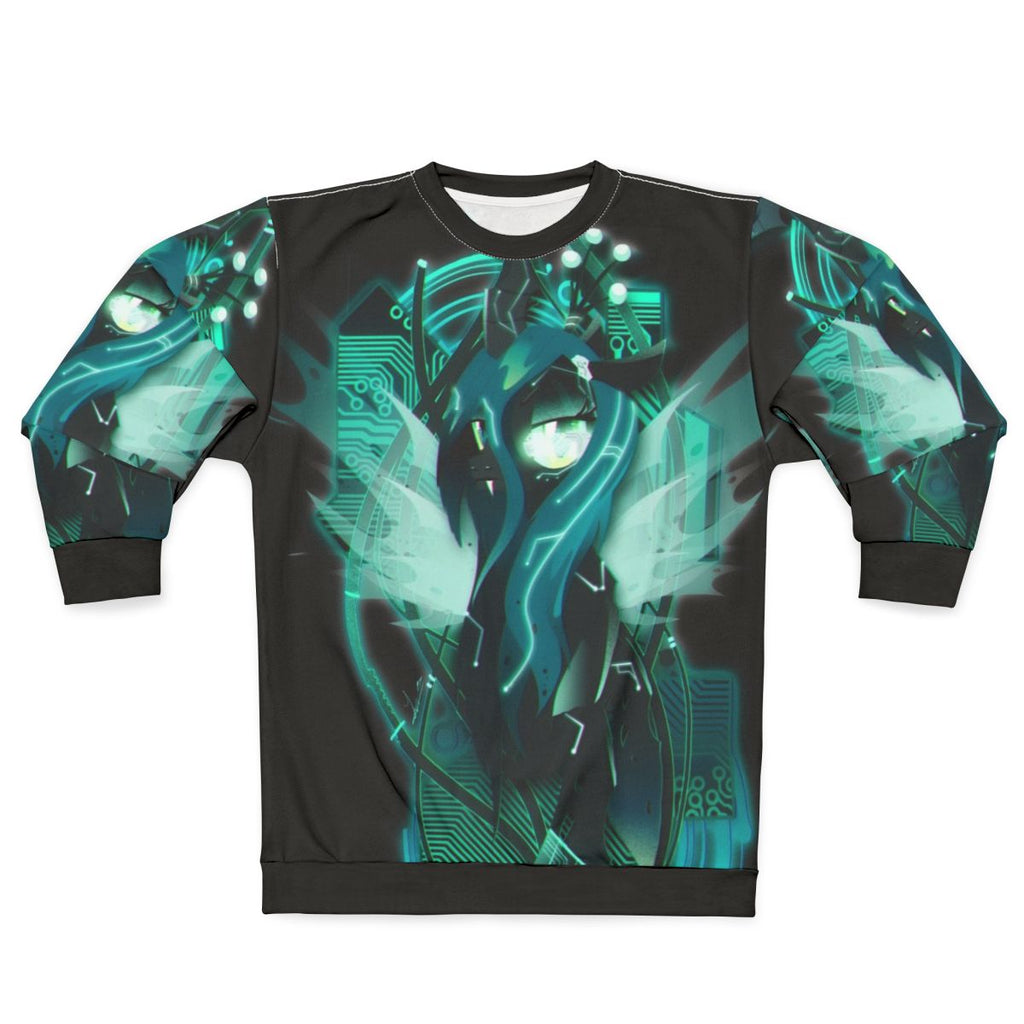 Dark synthwave cyberpunk queen chrysalis MLP sweatshirt