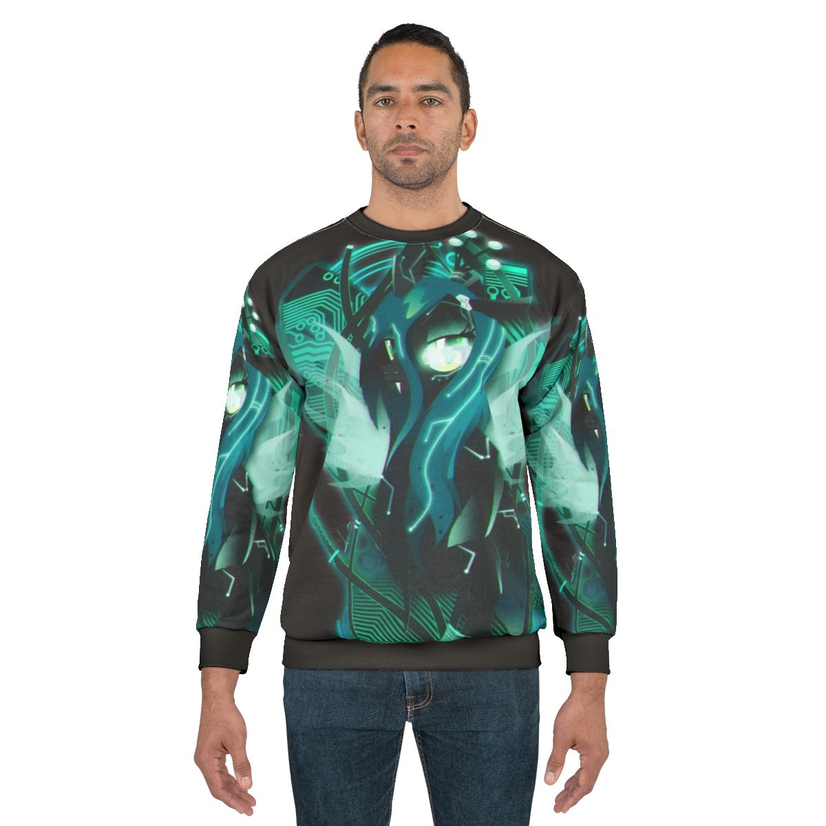 Dark synthwave cyberpunk queen chrysalis MLP sweatshirt